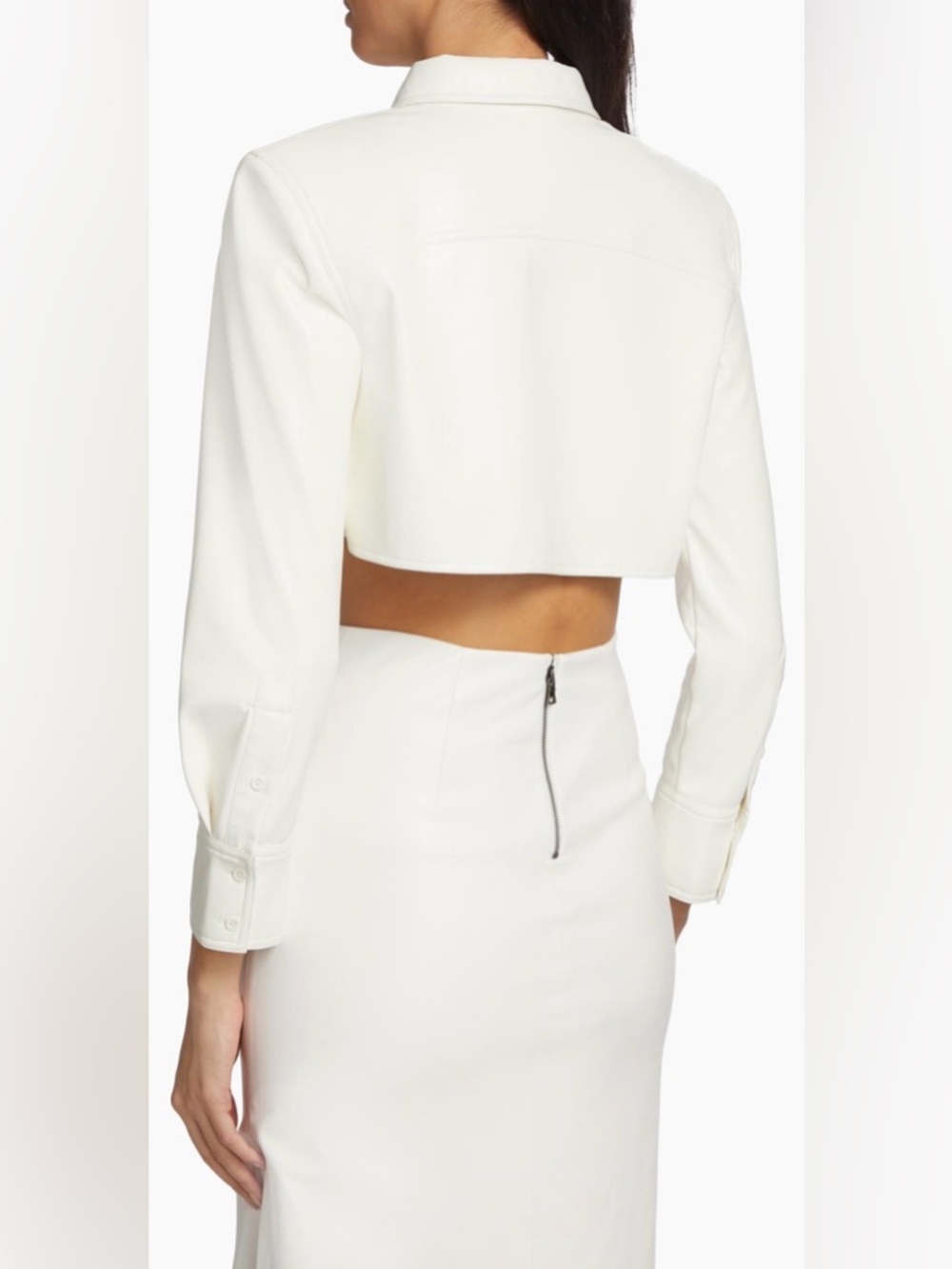 Alice + Olivia Leon Crop Faux Leather Shirt - Picture 9 of 12